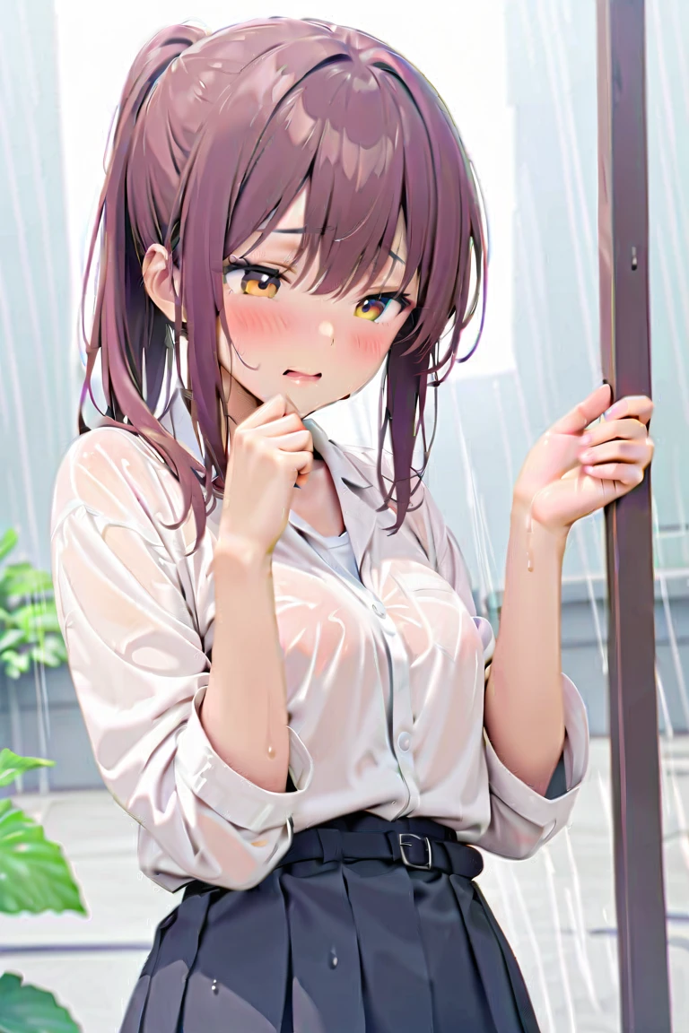 1 persons, japanes, 20 years old, (Detailed shiny skin:1.1), Watching the view, (Smile:1.5),
Beautiful hair, Beautiful face, Beautiful detailed eyes, (Long hair:1.4, Side Ponytail:1.7), lightbrown hair, (Large breasts:0.7),
Beautiful collarbone, Beautiful body, Beautiful chest, beautiful thigh, Beautiful legs, beautiful detailed fingers, Five Fingers, ,Colossal tits, Barefoot,
( Short-sleeved white shirt with collar and buttons, (White shirt:1.4, Tight mini skirt:1.4, high-heels), Extremely sexy, Wet crotch, Seductive thighs, Camel toe)), open one's legs、Pink lace panties、sexy hips、embarrassed、Kamimei、pantyshot
(Beautiful scenery), receptionist, department store, Service Counter, Squatting, Spread legs, object insertion, Vibrator, Female masturbation,
(8K, top-quality, masterpiece:1.2, Extremely detailed), (Photorealistic), Beautiful illustration, Cinematic lighting, Full body,