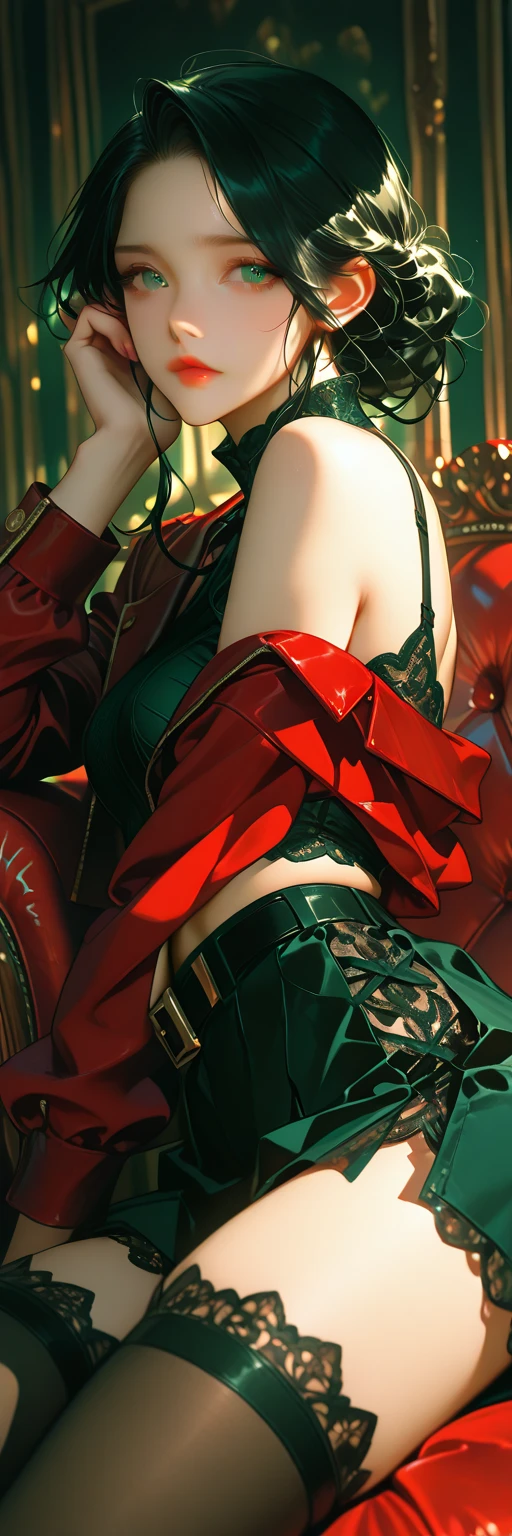 (((Horse Girl))), (((Fine Motion))), High resolution, Green embroidered clothing,