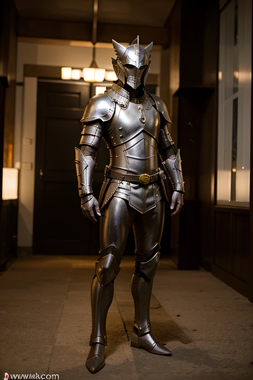 a knight with steel armor in castle, <lora:FishnetV2-000004:0.7> fishnet