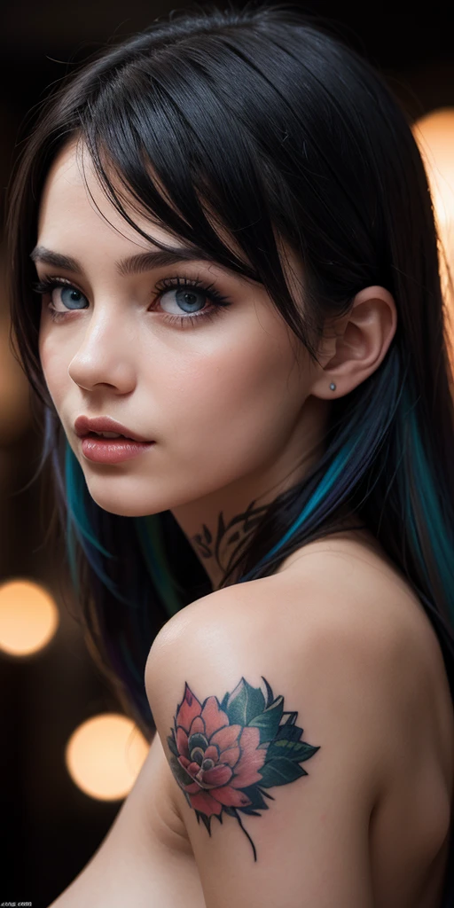 A woman como Harley Quinn en Suicide Squad, cuerpo completo, soft illuminaotion, Angle Dynamic, realistic illumination, foto de Robert Adams, (textura natural de la piel, hiperrealismo, luz suave, clear: 1.2), (detalles intrincados: 1.12), obra maestra HDR, mejor calidad, (foto muy detallada: 1.1), 8k, fotorrealista, (SFW), brown-hair
