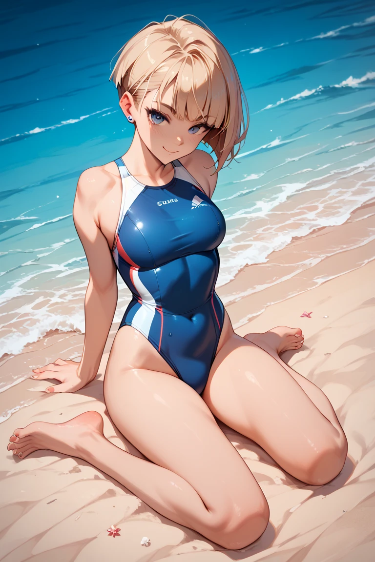 ((masterpiece)), (highest quality), (detailed), One girl,
View your viewers,  (lipstick:0.75), Leaning forward,
Long pink hair, Twin tails,
Colorful thighs,
summer, Vibrant colors,
 ((Pink one piece swimsuit、High leg)))