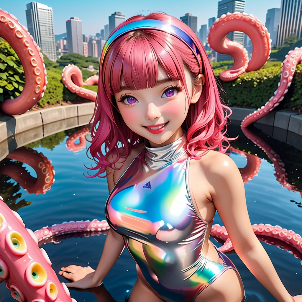 NSFW, hyper photorealistic, full-body view, Cuteness Pop Horror Style, Lewd hottie slime in colorful slime costume, micromini bikini, Cameltoe, Heavenly Nightmare Asany Beach, super detailed