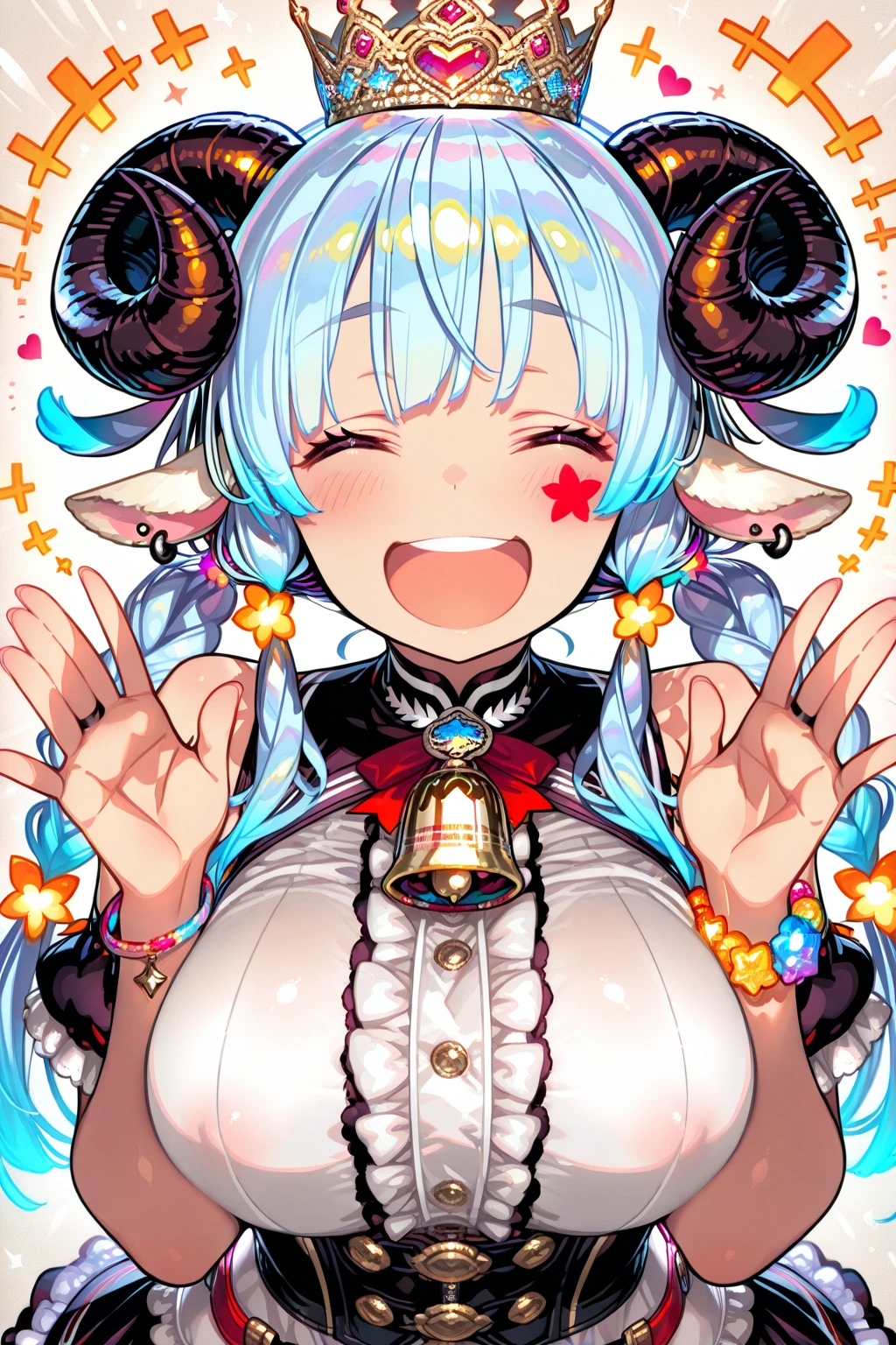 Gothic high ponytail with pale gold jellyfish head,Fox demon loli with big breasts and lavender pupils naked masturbating showing her whole body
