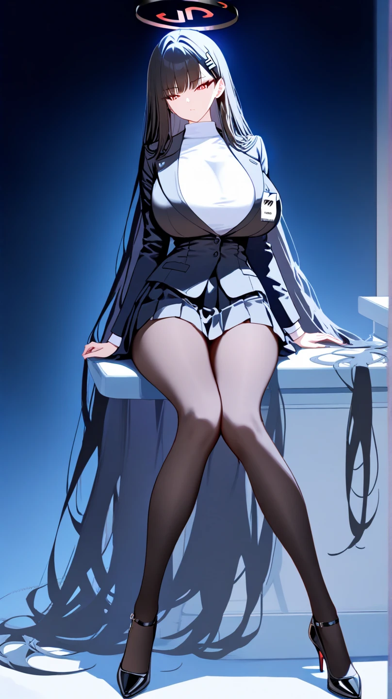 (Masterpiece:1.2, Best quality), (Very detailed face, Real picture, Realistic skin, Realistic body, Intricate details)a matural female,Tall figure,gigantic cleavage breasts,Large bust,gigantic ass,Large hips,large thick legs,Big breasts Thin waist,fully body photo,clear clothing,Whitens skin,high-heels
