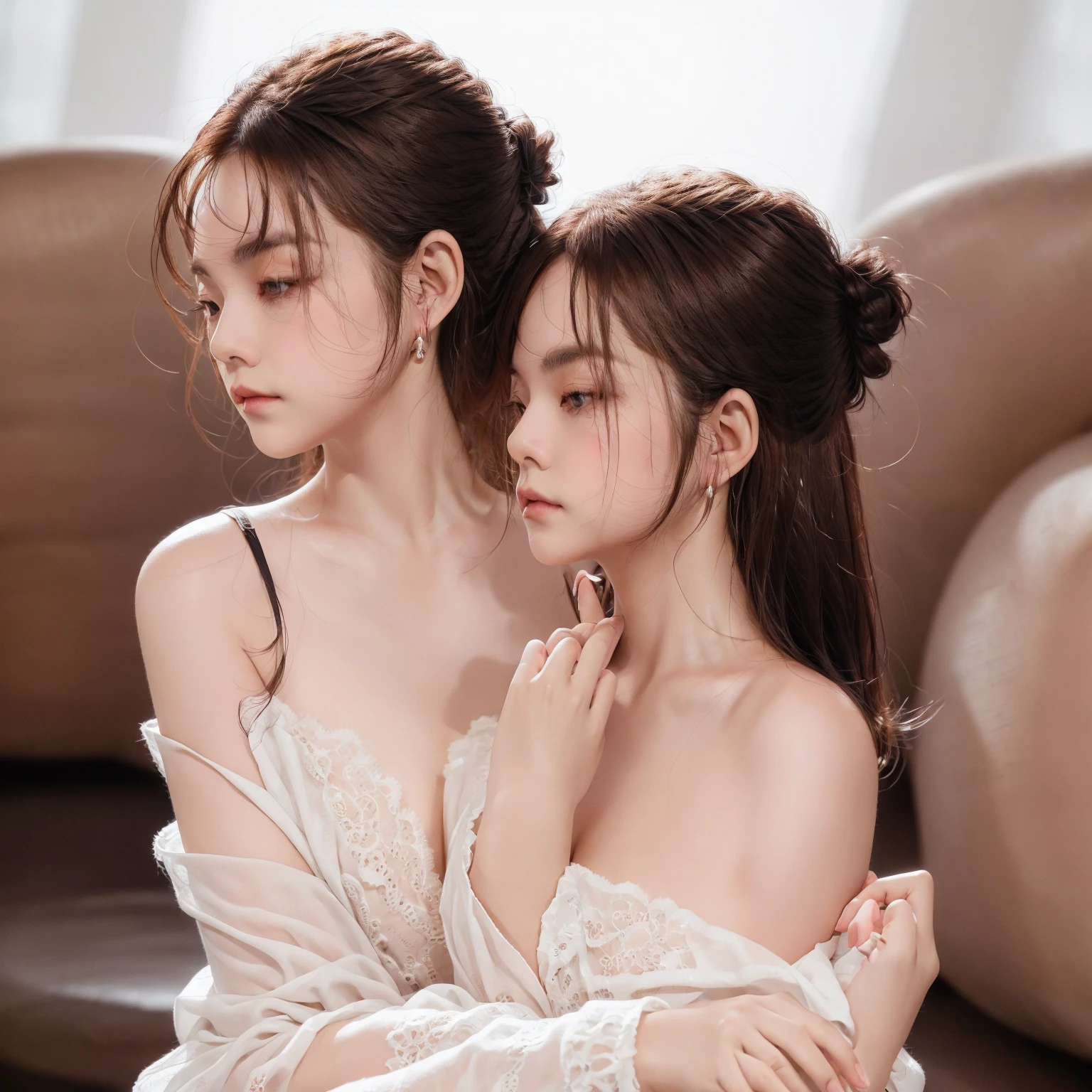 (​masterpiece:1.4)、(1male people:1.9)、1girl、15 years old,(:1.2),high school student,beautiful girl,(short ponytails:1.2),akb48,nogizaka46,sailor suit,high ,(A father is touching his delicate girl's crotche:1.9)、student clothes、a closeup、Lying in bed、Father touching the crotch of delicate girl、(Cute 15-year-old delicate girl with semi-long hair and 50-year-old father with short hair)obscenity:1,2、Metamorphosis:1,2、NSFW:1,2、caress:1,2、Wrinkles between the eyebrows、Touching each other's crotches、red blush、toppless、White panties、Dark blue pleated mini skirt、tre anatomically correct,(small breasts:1.2),(skinny:1.2),