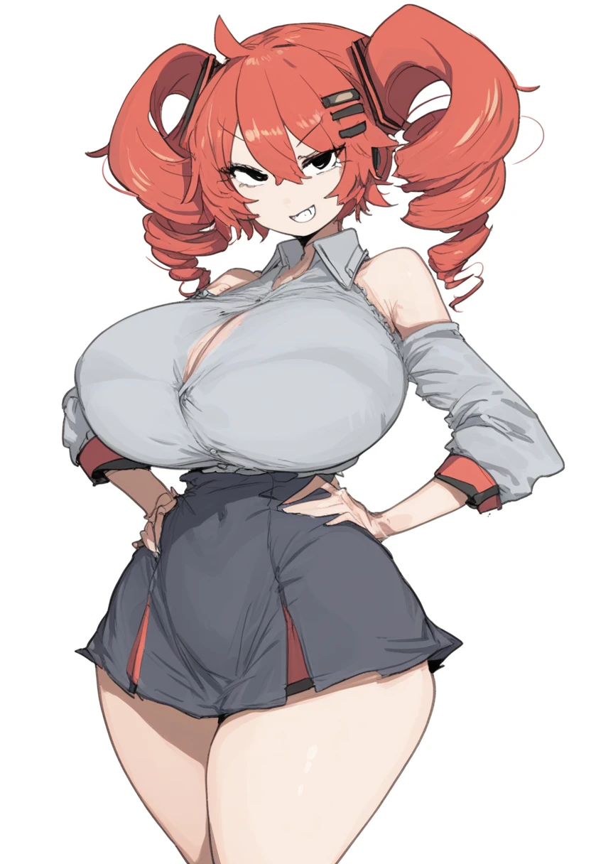 My name is Hikaru, I am a white test woman with long red hair and black eyes. I am 1.60cm tall and weigh 46kg. My breast sizes are 300 cm, my waist is 60 cm and my hips are 200 cm. Dressed in black jeans long showing the string of the thong at my waist and a red sports bra. With big breasts 300 cm