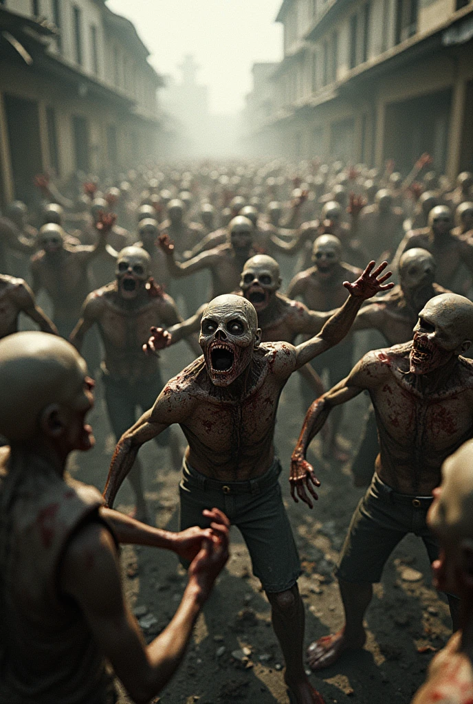 Zombies attacking people in packs