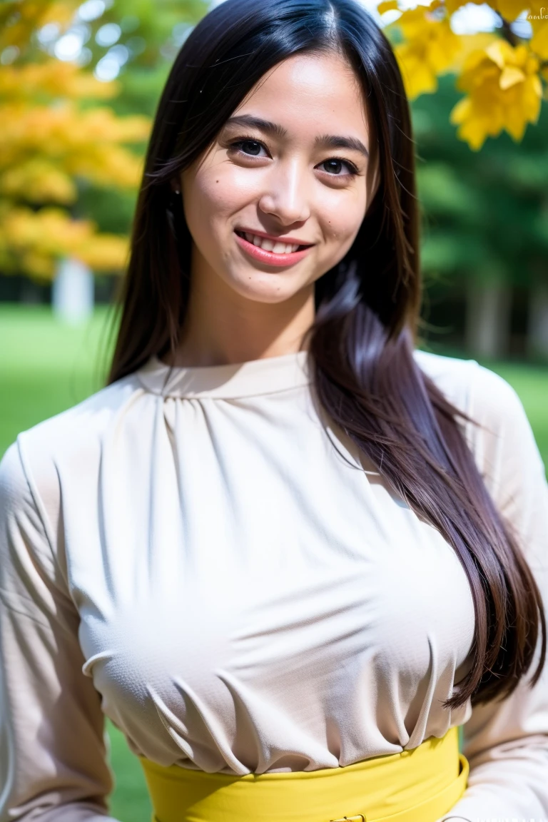 (highest quality、Tabletop、8k、Best image quality、Works by Kishin Shinoyama)、1 girl、(The perfect navy sleeveless turtleneck knit sweater dress:1.5)、(The perfect sleeveless turtleneck knit:1.3)、((Straight long hair:1.75))、Look at me with your best smile、(Very large breasts bigger than a face:1.95)、A fitted knit dress、(Accentuate your body lines:1.45)、(Attractive body:1.42)、(Glamorous figure:1.32)、(Beautiful park background with strong blur:1.1)、The most natural and perfect beauty park、A perfectly maintained park、Standing Elegantly、A refreshing view、Natural Makeup、Ultra HD cute face、(Ultra High Resolution Perfect Teeth:1.1)、Ultra HD Hair、Ultra-high definition sparkling eyes、(Ultra-high resolution glossy skin:1.1)、Ultra-high quality glossy lips、(Accurate ???????:1.1)、(very bright and vivid:1.2)、(Bright and beautiful skin:1.3), ((Random poses of gravure models))