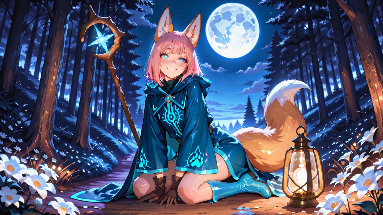 (beautiful huntress girl)++, (sexy broken   lingerie phoenix armor: 1.5), (broken shoulder armor) (fluppy wolf hoodie ),one_girl, solo female,(((seductively demonstrates ))) , seductive,(beautiful face:1.3),  warm soft color grading, thicc thighs, kneeling, ((legs open, legs_spread)), (big breasts)+, large curly ginger hair, soft warm skin, evil dark forest, moonlight, flowers, wolf, God rays, 4k resolution, hyper-realistic, ultra-detailed, cozy forest ambiance, full of broken arrows on the ground, colorful glowing liquid vials, detailed acrylic, intricate complexity, photorealistic, cinematic lighting, (detailed skin, skin texture), (intricately detailed, fine details, hyperdetailed), (bloom:0.4), raytracing, subsurface scattering, volumetric dust, Key light, backlight, mechanical lighting, photography 400 ISO, 30mm lens RAW aperture f1.8, highly detailed