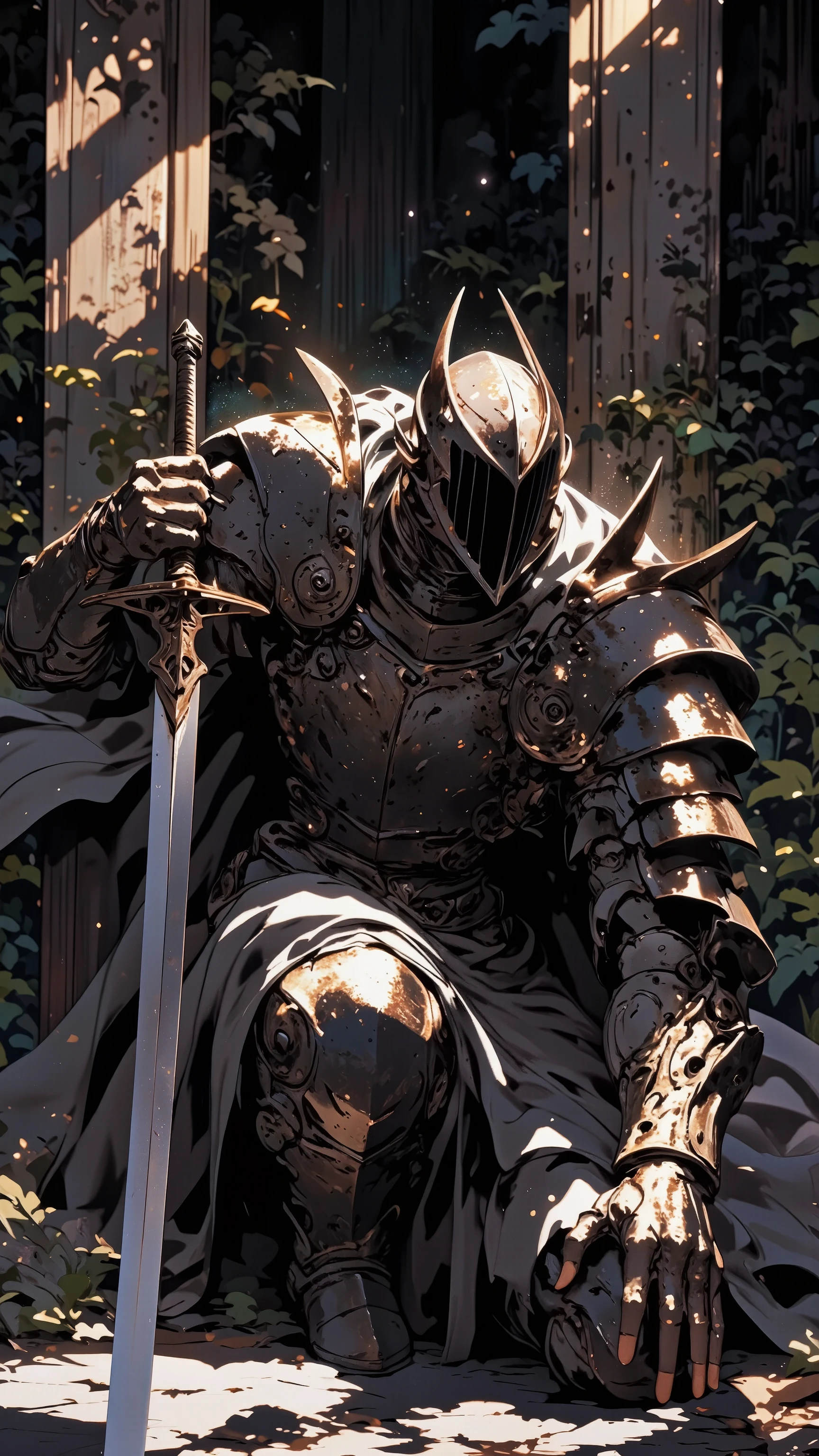 study knight kneeling on the ground Clay with a sword in hand, craig mullins reflection, pino daeni and dan mumford, Dark Soul Art, fallen knight, sylwang sarrail, craig mullins dark key, gillem h. Bubble cup, Amazing Details, สไตล์ Craig Mullins, Dark Soul Art style, greg hildebrandt very fine