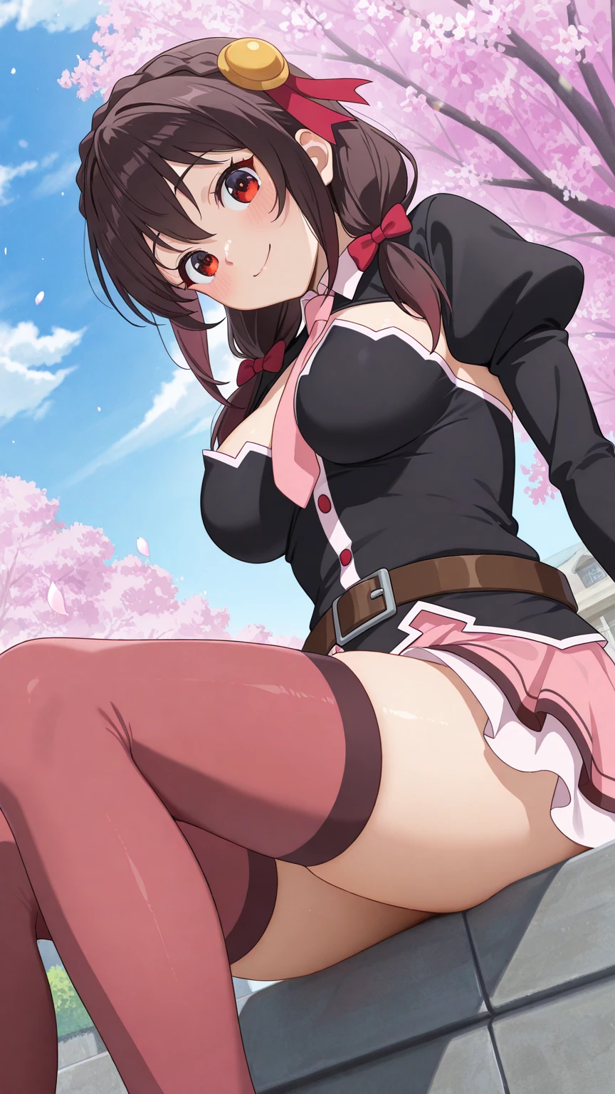 Highest quality, masterpiece, High resolution, alone, {Ryujo_Fleet Collection:1.15}, brown_hair, Twin tails,, mag de ama, visor_cap,, length_hair, blush, One person, Japanese_Clothes, Red Jacket Scroll, shikigami, skirt, , pleed_skirt、Pussy、Thick white love juice、Drip a large amount of love juice、Background Nature、Intense masturbation、Intense masturbation、blush、Close your eyes and scream、Sweat、Pleasure、Spread your legs、Spread your legs、orgasm、Pee、incontinence、Pussyに指を入れる、sexual behavior、Sex、(Huge breasts:1.7)、Lace Underwear、Clothesが透ける、Nipples are visible through the
