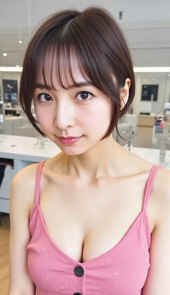 A face like Keiko Kitagawa、holding a sleeping cat、Nike Sports Bra、Upper body、Perm hairstyle、Light brown hair color、