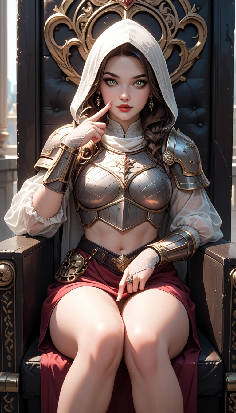 mature female, light brown hair, lips, throne, heartbeat, heart mark