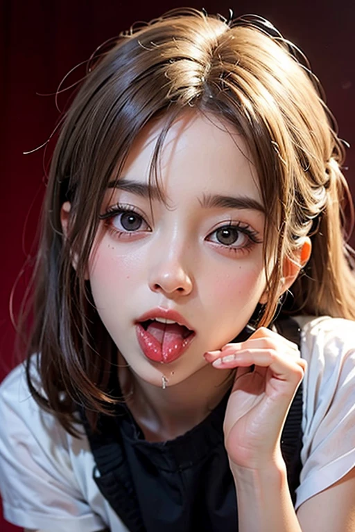 (8k, highest quality, masterpiece:1.2), (realistic, photorealistic, photo-realistic:1.37), Super detailed, beautiful and detailed eyes, beautifully detailed nose,((((tongue lick)))、(((large protruding tongue)))、(((wide tongue)))