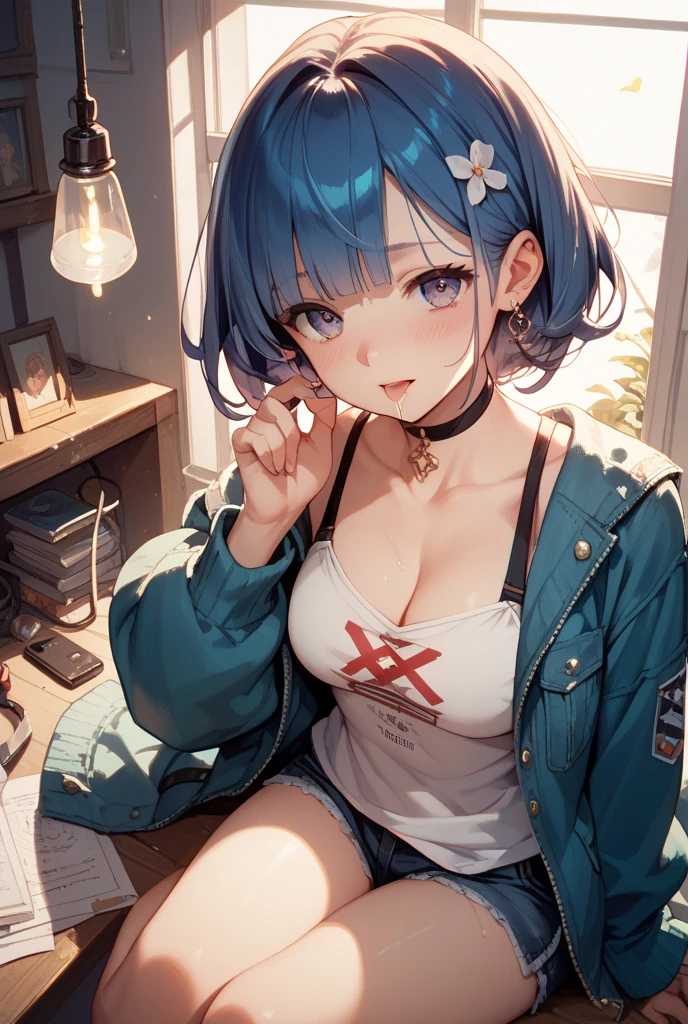 1girl,cleavage,, <lora:BreastBarcodeTattooV2-000004:0.7>,barcode tattoo,hoodie