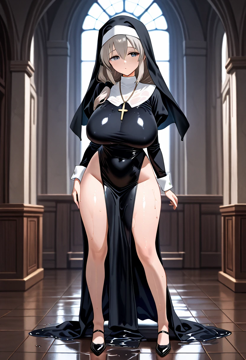 nun girl with cow ear accesory big breast