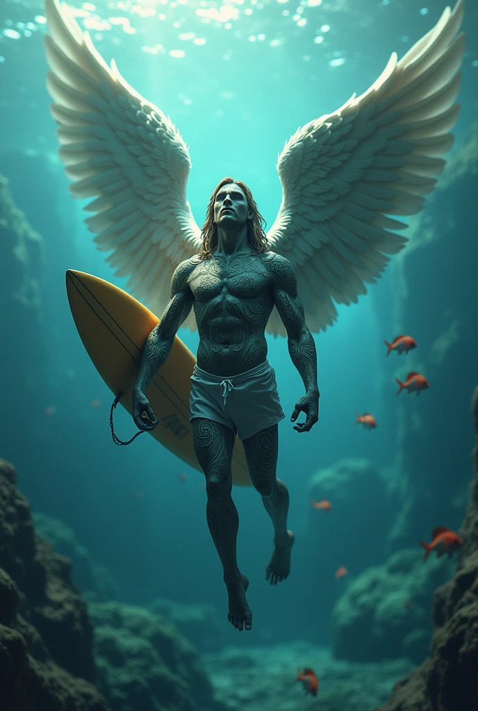 Image depicting Daedalus and Icarus stepping out of the entrance of the cave overlooking the sea, spread their wings as wide as they would go and leaped, one after the other, out over the ocean.