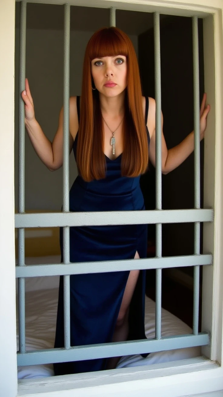 (masterpiece, best quality), intricate details, 1girl, 1girl in, age19, Solo, Long hair, Colossal, Looking at Viewer, blond hair, Alexis Texas (standing full body toe to head by wooden pole:1.2) iron collar, arms behind back, iron cuffs, shackles, bound, bondage outfit, harness, o-ring, bondage outfit blindfolded cover eyes, happy red cheeks, chain leash collar choker neck bell shackles wristbands bracers bracelets, cleave gag, sad face, red cheeks, cryings tears, painful (she was sold and betrayed by her own family)