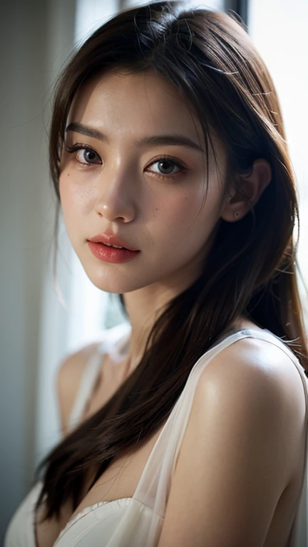 top quality,Very sharp resolution,clear eyes,an ordinary face,It's a perfect face,White skin,perfect breasts,with perfect legs,Random color style outfit,random environment