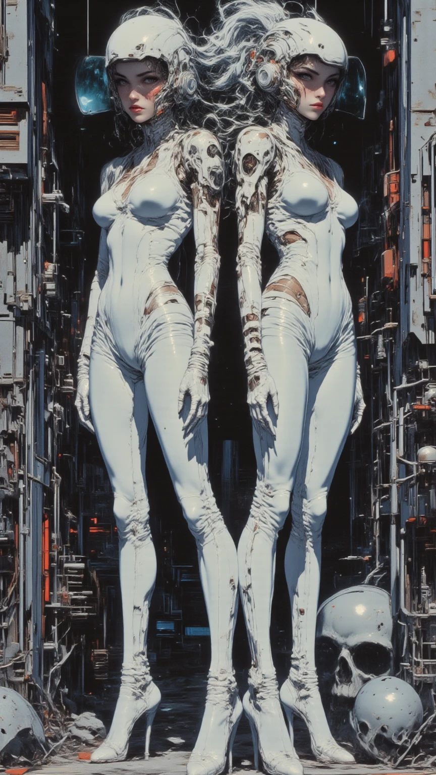 (anime), (illustration), cartoon, detailed, sexy, twins, (on beach:1.3), busty, huge breasts, wide hips, (soaked in oil:1.2), posing, hugging