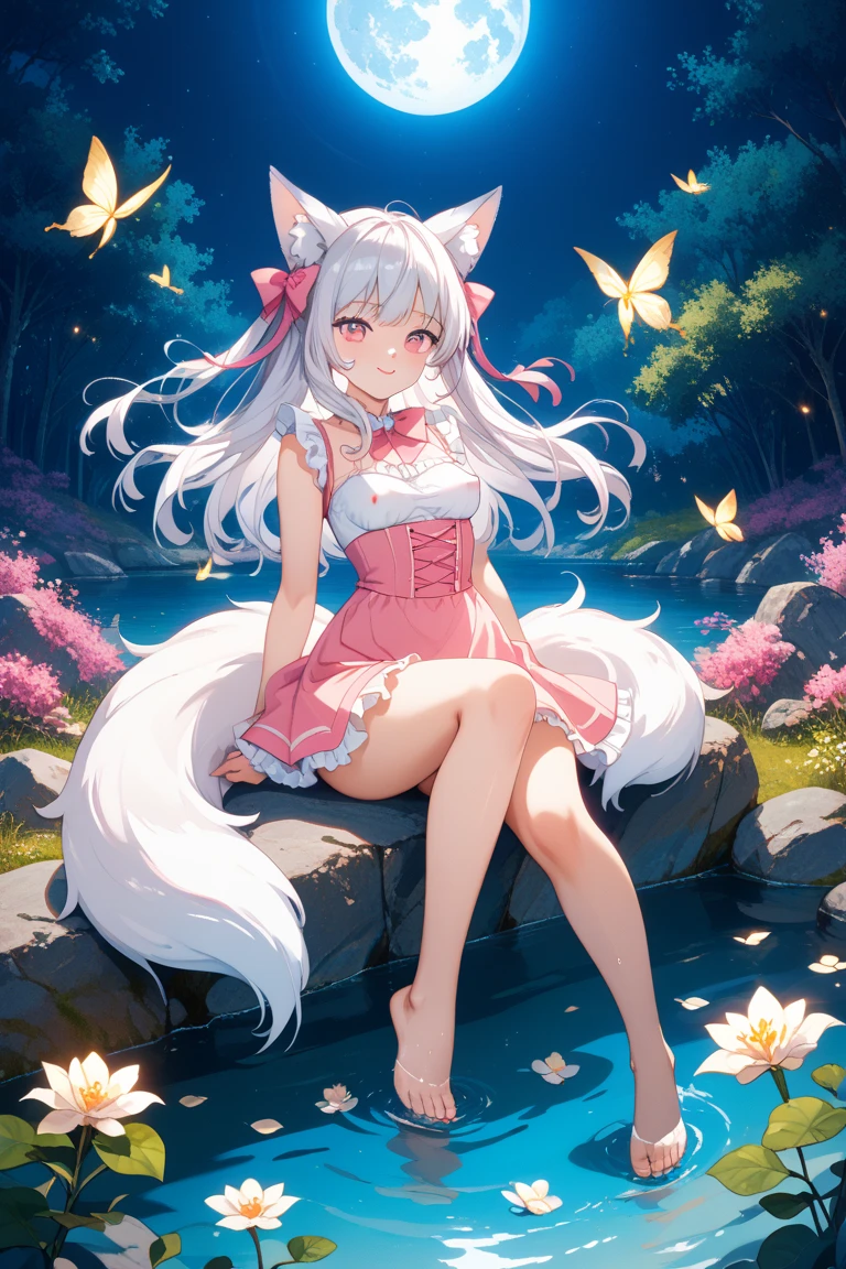 A world where wisteria flowers bloom、In the mysterious forest where wisteria is in full bloom、long white ears、Light blue long hair、With a cute girl with twin tails Wisteria petals dancing in the wind Adorable smile、Wearing a cute dress。Iris。Cute woodland creatures.、White rabbit with big ears、Cute mushrooms are also growing.、Adorable digital painting, Cute and detailed digital art, the squirrel king, Cute digital art, Cute cartoon characters, Cute Characters, Cute Creatures, Cutie, Official illustrations, Official Art, squirrel, MapleStory Mouse, Astriloan, Cute 3D rendering