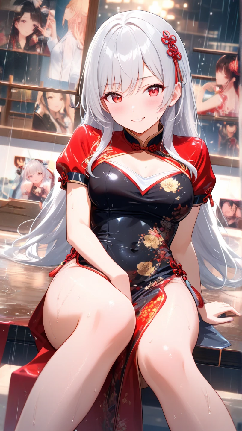 (ukiyoe painting:1.3),(3D Animation:1.3),(Grimm fairy tale world),(schneewichen,Princess Snow White:1.3),(who is the most beautiful in the world? Magic mirror that shows Snow White answering questions),(((Girl in the mirror;1.3))),(((Girl in the mirror:1,3))),Snow-white skin, cheeks and lips red like blood,Eyes as black as the wood of an ebony window frame.(Make the subject look three-dimensional with the contrast of light and shadow),Cute and beautiful girl,Cute round face,Cute smile,with blush cheeks,Red Lip,(silver white hair,Floral braided headband,half up、Floral Braided Space Van,Voluminous Fishtail Braids,Twisted chignon,),(Bangs are see-through bangs),hair pin,hair adornments,detailed clothes features,Detailed hair features,detailed facial features,(Dynamic angles),(Dynamic and sexy poses),profetional lighting,Cinematic Light,(masutepiece,top-quality,Ultra-high resolution output image, depth of fields,) ,(The 8k quality,depth of fields,Anatomically accurate facial structure,),(Sea Art 2 Mode:1.3),(Image Mode Ultra HD,)