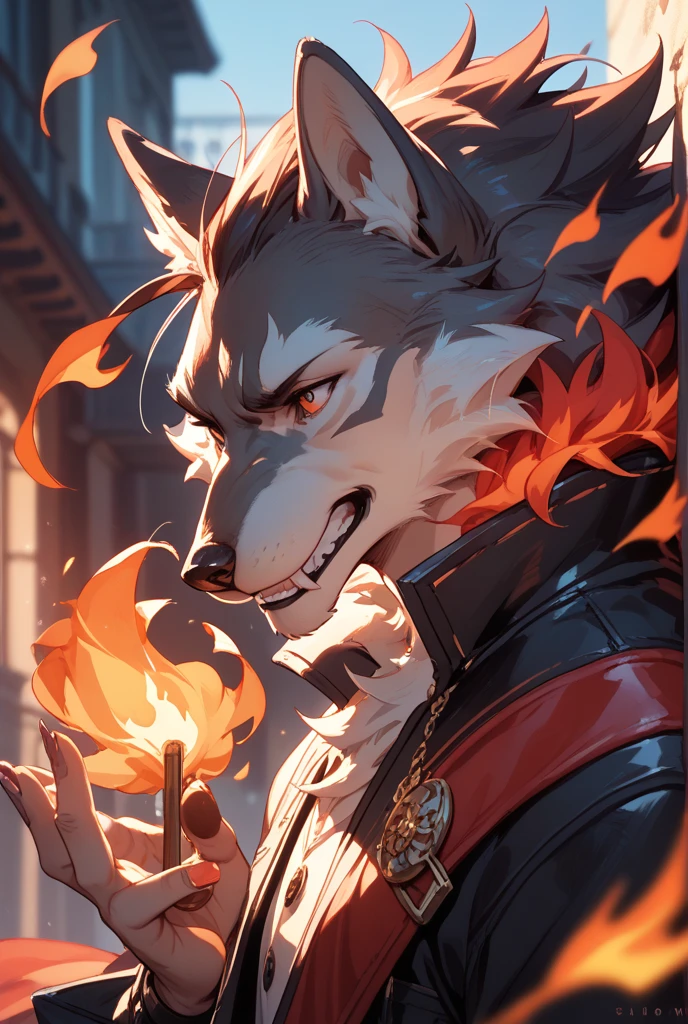 masterpiece, best quality, by kiyosan, (by null-ghost:0.8), (by Pino Daeni:0.5),
furry, male, wolf, (husky:0.3), hybrid, solo, magician, scholar, pants, tie, cloak, robe, heterochromia,
blood, flame, (rune:1.2), gemstone, dynamic angle, pose,
night, ruins, ember, detailed background, upper body, storm, wind,
<lora:add_detail:0.35>