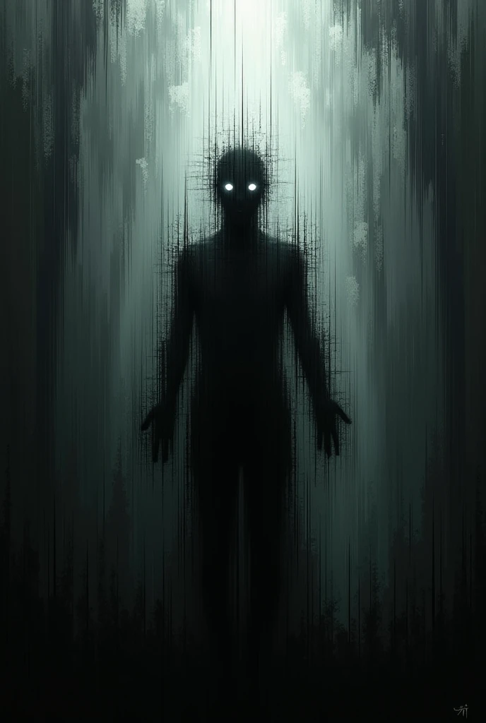 (score_9, score_8_up, score_7_up), zPDXL, 1 shadow, alone, looking at viewer, subway exit background, cyberpunk, abstract dark body, glowing white eyes, black face, black body, full body, his entire black body disembodied, going up the stairs, organic shadow, crows, humanoid figure wrapped in shadows, sinister and threatening figure, glowing eyes stand out in the darkness, almost amorphous dark silhouette, going up stairs, background with pipes and cyberpunk signs, ethereal almost liquid texture, it was made of a dark, viscous substance that drips and spreads, dark aura, black claws, seen from above,