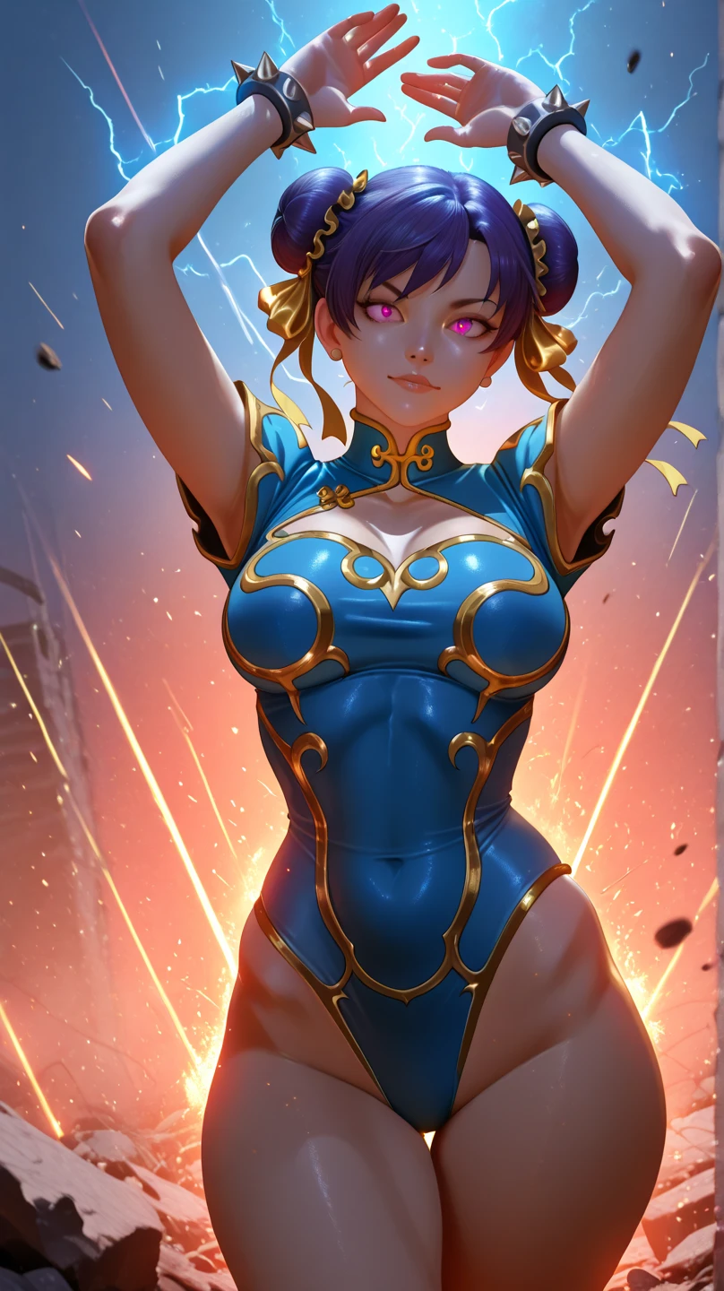 semi nua,roupa azul,solo, low lighting, chun li masterpiece, best quality, agrias, grey sweater, black leotard, standing, looking at viewer, black hair,angry,smile,sunset,lago, reflexo na agua, por do sol
