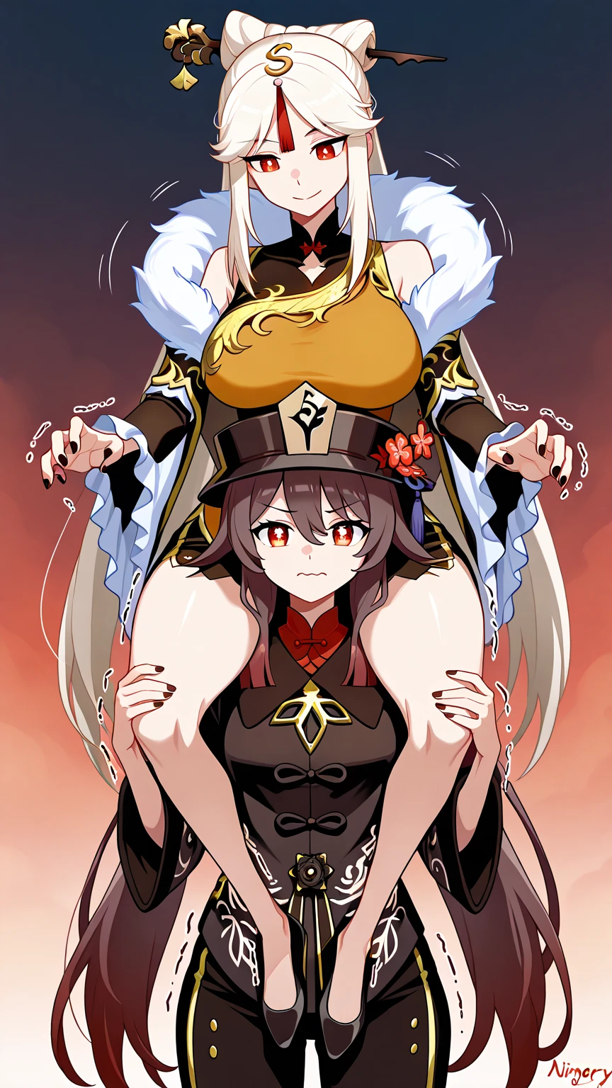 masterpiece, best quality, 3 girls,  variety of hairstyles, high fantasy costume, ((white background)), full body, multiple views, leotard, succubus, dragon horn, detached sleeves,