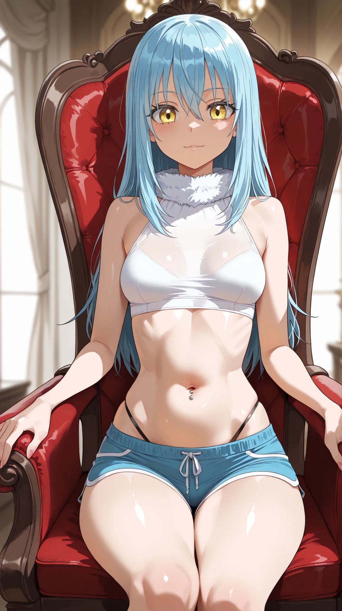 Character Details:, - Gender: 1 Girl.
- Style: Anime, - Body Type: Attractive body, slim body, nice legs, slim tights, nice arms, nice shoulders. - Breast: (Small Breast:1.1), (Cleavage), (Nipple).
- Facial Feature: Beautiful, Gorgeous, Teenager, Fresh, Young.
- Expression: Shy, Smile, Horny, Pink Blush on Face, Sexy Eyes, Sexy Look, (Sweating:1.4), Innocent Look, Tipsy. - Hairstyle: Blunt Bangs, Long Hair. - Hair Color: (Light Blue Hair:1.5).
- Clothing: (Sweater:1.6). - Body Pose: (Selfie:1.1). - Behaviour: Waiting, Want Something, Secretly.
- Accessories: Earrings., Environmental Details:, - Setting: Bed Room., - Lighting: Natural Light., - Decoration: Modern Bed, Chair, Window, White Curtain, City View. Top view. pov, anime style, UHD, retina, masterpiece, accurate, anatomically correct, texture