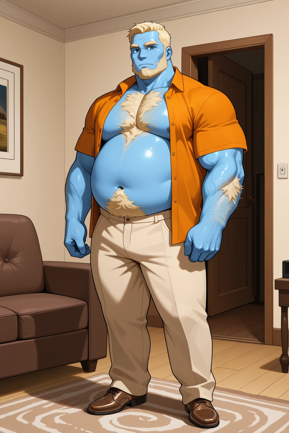shirou_ogami, shirou_BNA, 4k, high resolution, best quality, posted on e621, solo, anthro body, male, adult, masculine, musclegut, fat, big belly, (very overweight:2.0), standing on top of a tall building, correct anatomy, (night city background), (by taran fiddler, by chunie:1.0), (collar, belt, pants:1.1), (detailed face, detailed eyes:1.5), (cel shaded:1.2), strong shadows, confident, darkness:1.2, dark shadows, standing in shadows, dim 