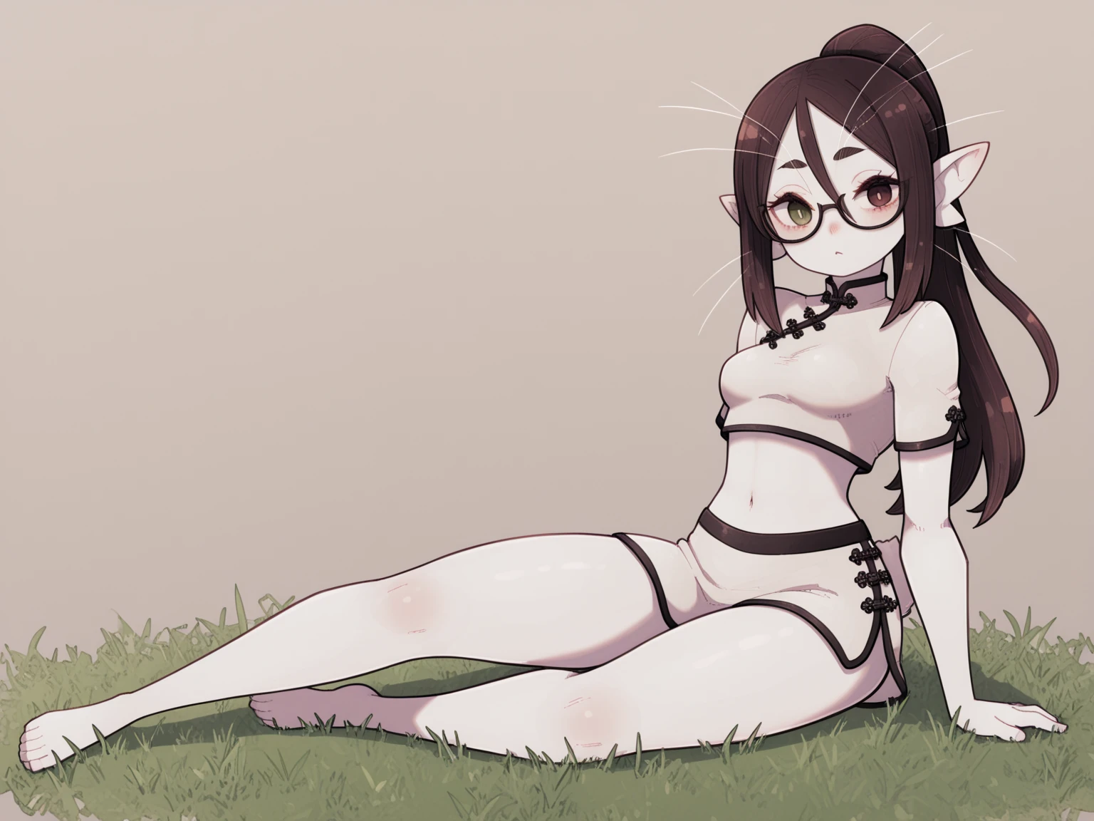 Panda Girl,fullnude,open one's legs,Not wearing pants