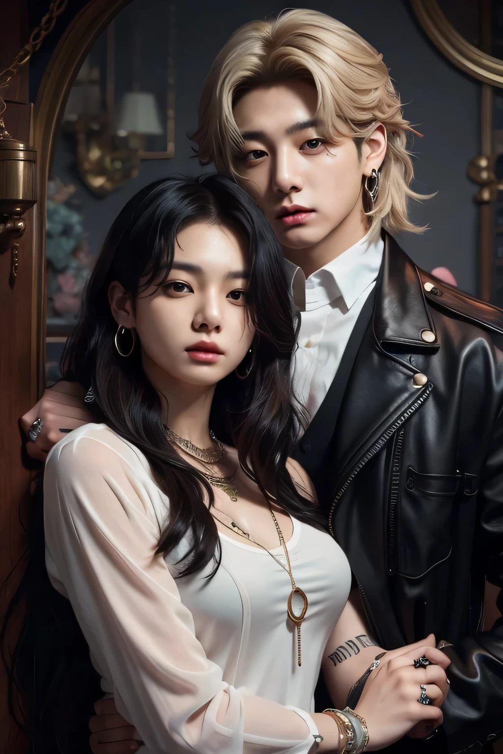 a woman jennie and a man Taehyung