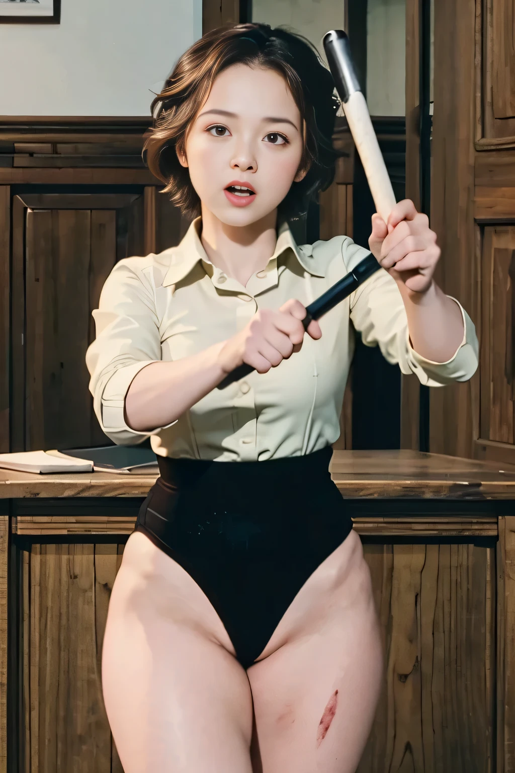 highest quality, 8k, 32k, Tabletop, Ticker: 1.2), Beautiful Japanese Women, short hair, 30 years old, At work, Others are also viewing, From behind, office, desk work, (((Fully nude))),(((lean forward and stick out your butt: 1.2))), hunched back、Detailed face, detailed skin texture、short hair, Viewer Viewing, Wet ass, Wet genitals, Mecozi、Big Ass、Browsing Caution、satomi ishihara、(((((Fully nude、All Nude))))