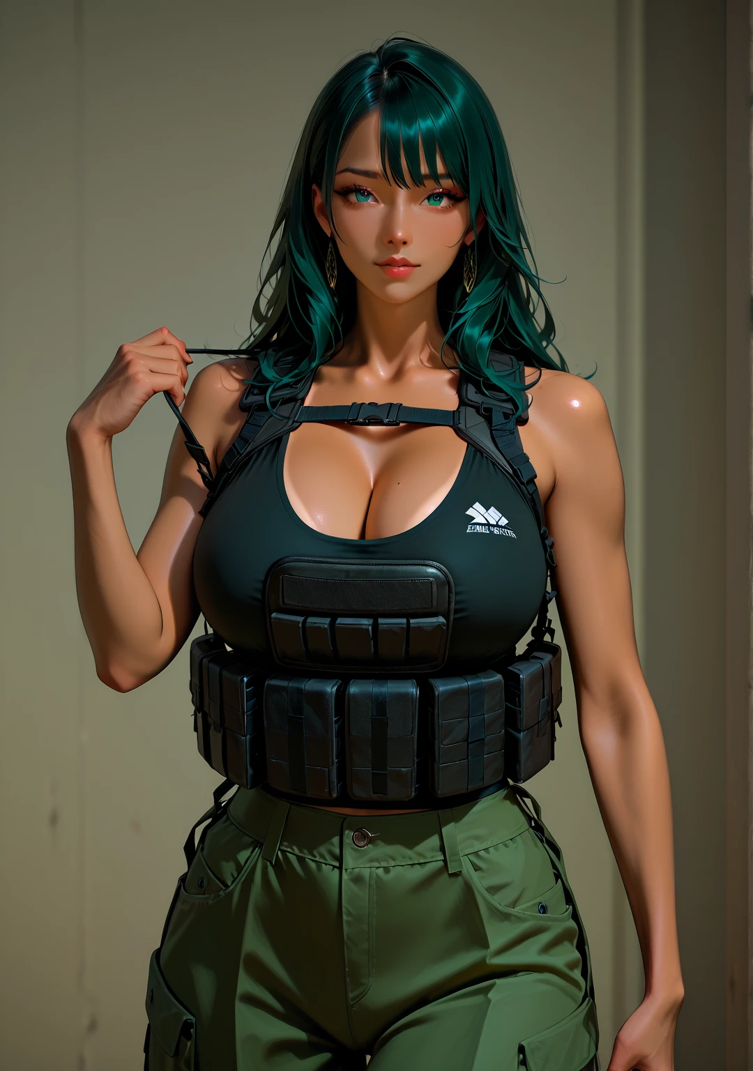 8k、Ultra-high resolution、Highest quality、masterpiece、Realistic、Ultra-high resolution、High-definition RAW color photos、Professional photos、real、photo realistic、(Always big breasts、Definitely a pretty big bust、cleavage)、Vivid lighting、Natural skin texture、Fine skin、Hyperrealism、Intricate details、Depth of written boundary、Adult women、masterpiece、Highest quality、High Detail、Eye highlights、Lip gloss、((Serious expression、((Short Hair))、Marathon runner,ruins,(((Tied up with rope,In a deserted warehouse at night ,Hanged))):1.5))、((Combat Boots、beret,Black Leather Gloves,(Camouflage Cargo Pants,Camouflage pattern jacket),arms up:1.6)),See-through nipples