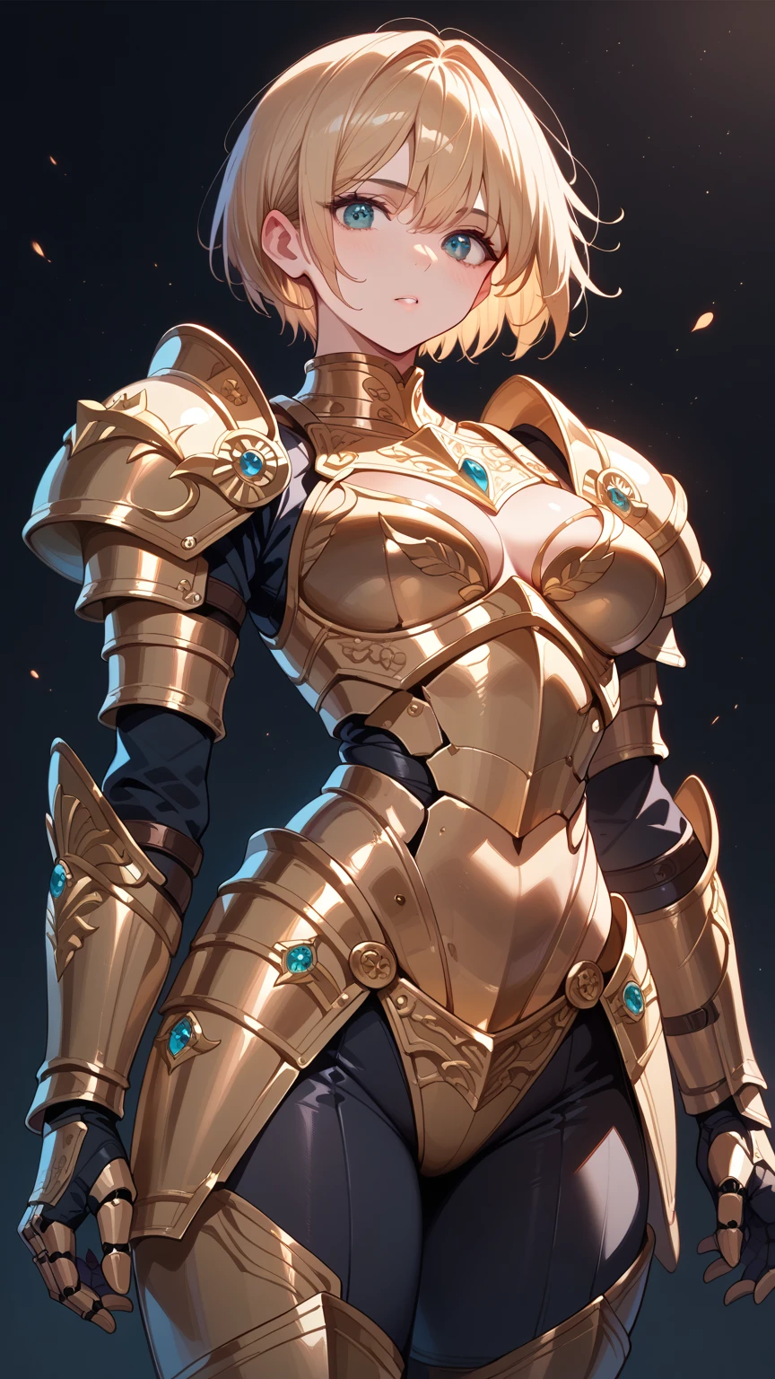 ((((masterpiece, best quality, high resolution)))), Extremely detailed 8K, Beautiful girl with voluptuous body, (Ultra HD, Ultra-detailed, Highly detailed, Highly realistic, Ultra-realistic, photograph realistic), (1girl:1.5), (Realistic white hair), (short wavy hair, hair ornaments, earrings), (dynamic poses), facing at camera, looking at viewer, (blushing red, embarrassed), (purple eyes, sharp eyes), (perky breasts:1.2), (beautiful detailed face, beautiful detailed eyes), ((broken armour, breasts plate, thighs)), (standing up), sweat, glow, (sunbeam, sunlight), ((cowboy shot)), inside dungeon, seductive