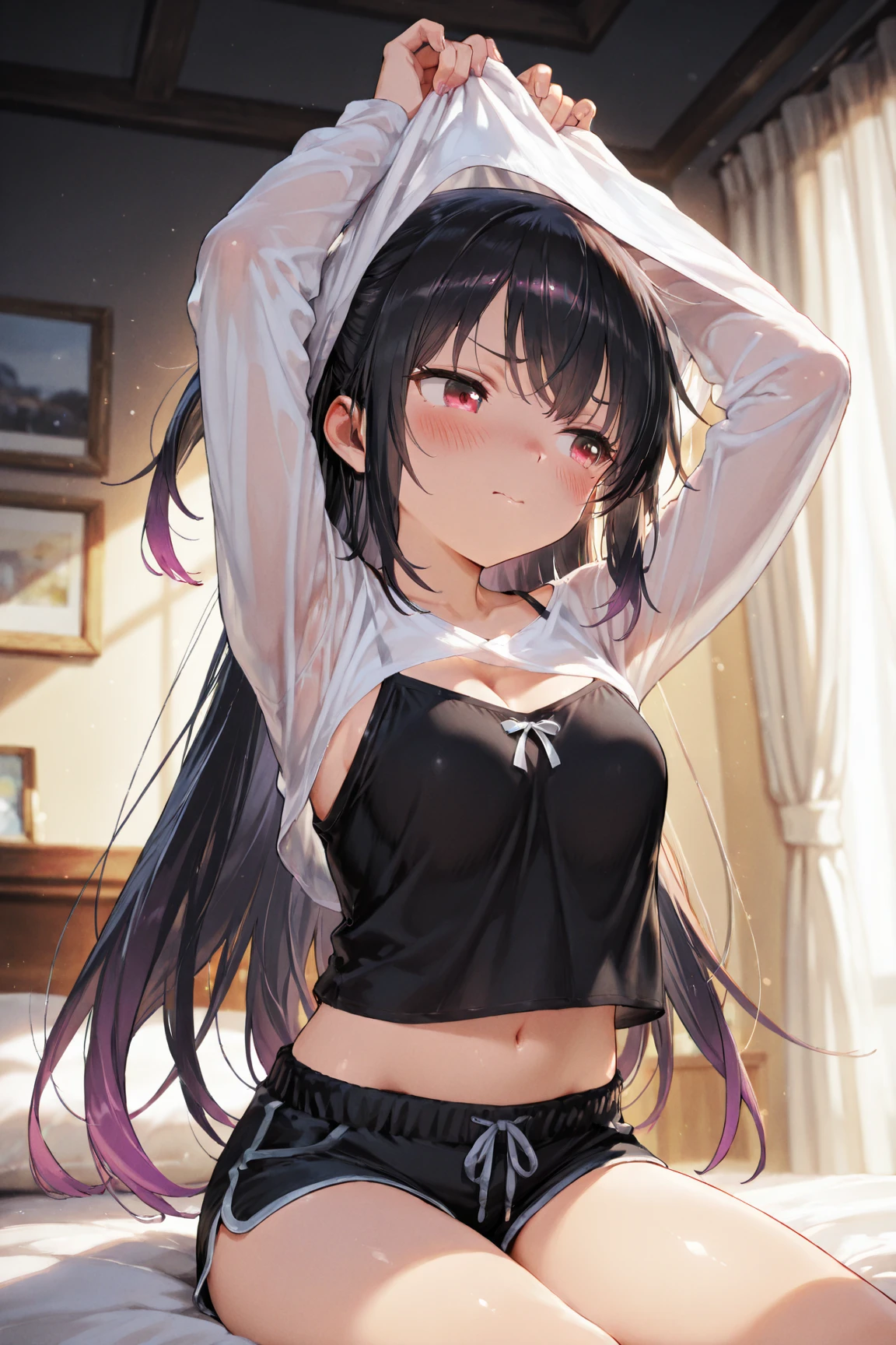 girl, cute, junior high school student, black hair, twin tails, , blush, small breasts, pussy, tits, sperm