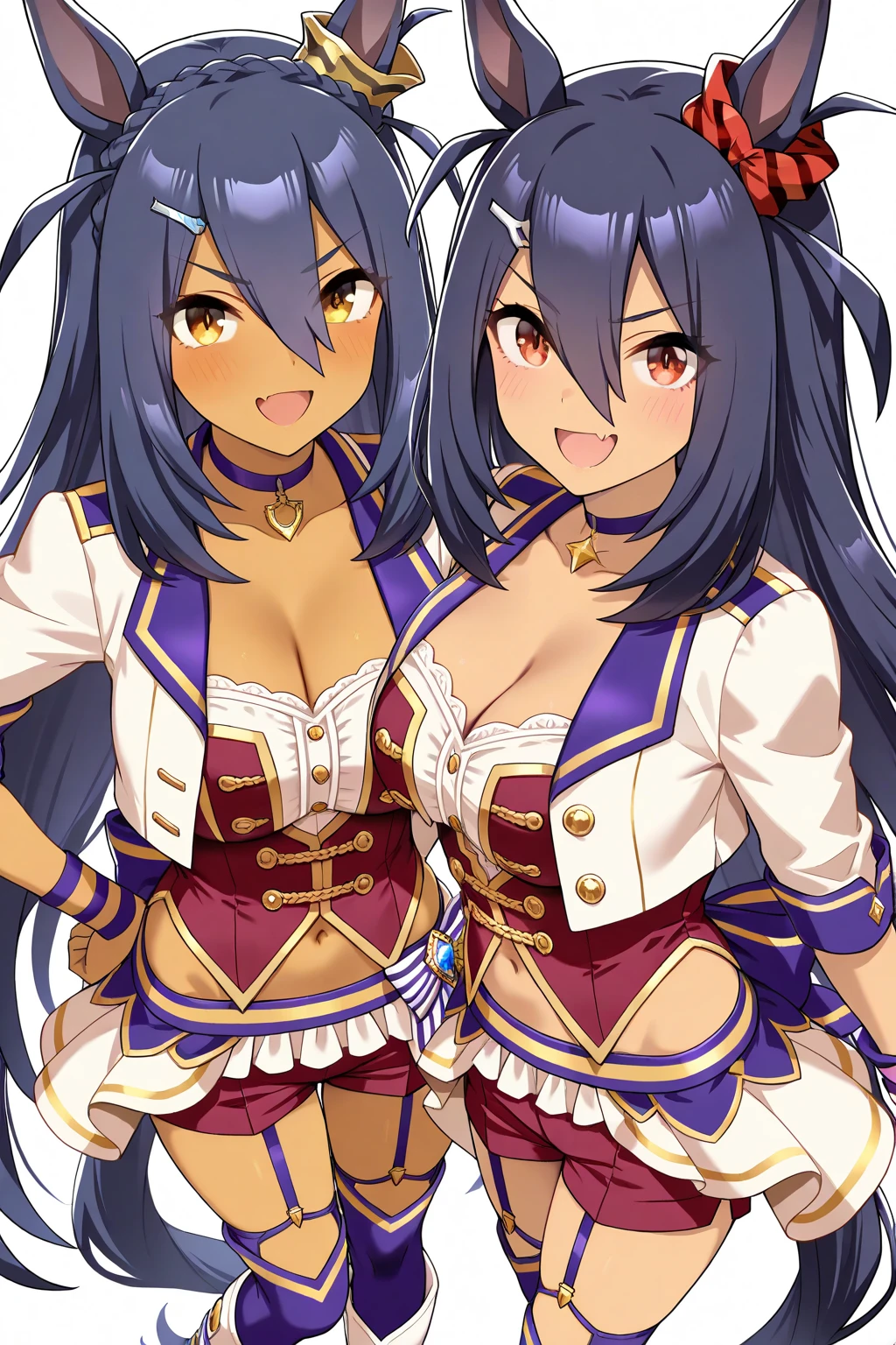 1 girl, Naboral Gamma,black hair, long hair, jewelry, earrings, complex detailed background, casino environment, fancy interior environment, rich, (3heads:1.5), open belly, very huge breasts, (very, beautiful eyes:1.5), (very detailed eyes:1.5), three headed girl,
interior, masterpiece, best quality, highly detailed, a anime girls in maid uniforms with a gun posing for a
picture, maid outfit, miniskirt, cleavage, evil smile, smile, open mouth ,ecchi anime style, anime girls, ecchi style,
ecchi, digital anime art!!, in anime style, official artwork, (nsfw) not safe for work, beautiful anime maid
girl, anime style 4 k, micro skirt, exposed belly, exposed navel, exposed midriff, exposed lower belly,
holding a gun