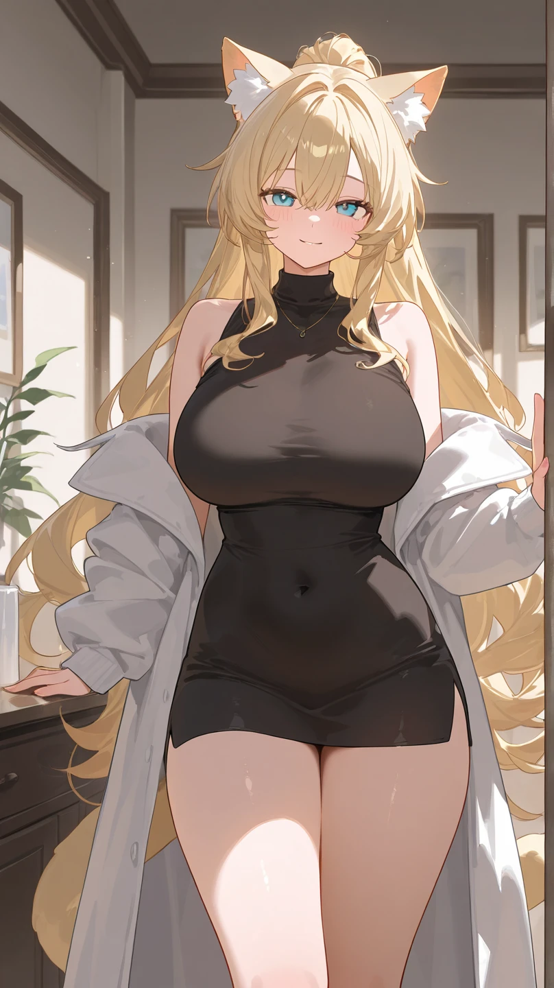 ((Highest quality、、masterpiece:1.3)), Upper Body、Long legs、Sharp focus:1.2, Beautiful woman with perfect figure:1.4、((Big Breasts:1.2)), (Big Breasts、Soft looking big ass、Feminine body 、Smiling:1.2), Face and skin texture crafted to the smallest detail、Fine-grained、double eyelid、25-year-old female、sexly、Casual wear