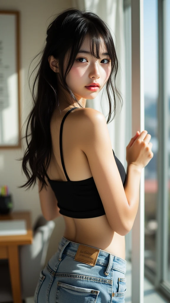 Tabletop, Highest quality, figure, Super detailed, In detail, High resolution, 8k wallpaper, Perfect dynamic composition, I am a photographer, She is a model, Beautiful attention to detail, Bikini, Long Hair, Big Breasts, Natural color lip, Hugging Pose,Supermodel body type,(((Reality,Real,大胆な構figure)))