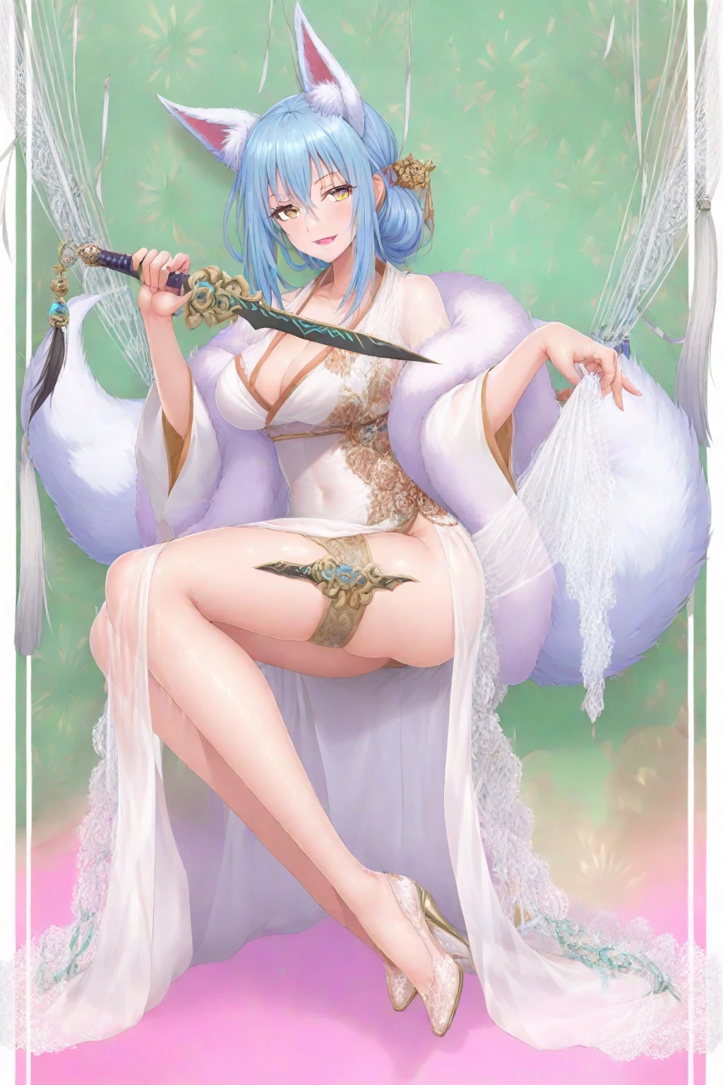 One personの、Perfect Anatomy、Perfect human body、(masterpiece、Highest quality、Official Art、The best configuration、Award-winning works)、(Thinning hair)、Very detailed、Anime Style、One person、whole body、Concept Art、Magical girl big hat cape、Very detailedなデザインの魔法の杖、Super huge、Tall and stylish、Very large、White background、whole bodyに立って、Floating in the sky、fsgzisksk