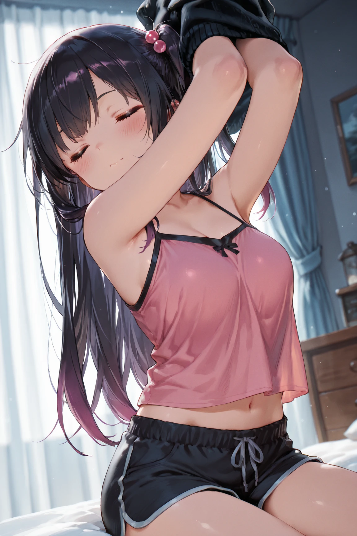 masutepiece, Best Quality,Illustration, Wallpaper, Ultra Detail, Little Face Lori、(((molesting)))、((fear:1.3))、(Teary-eyed:1.5)、(((Cute underwear)))、ample breasts、Cherry-colored nipples、Semi-long hair