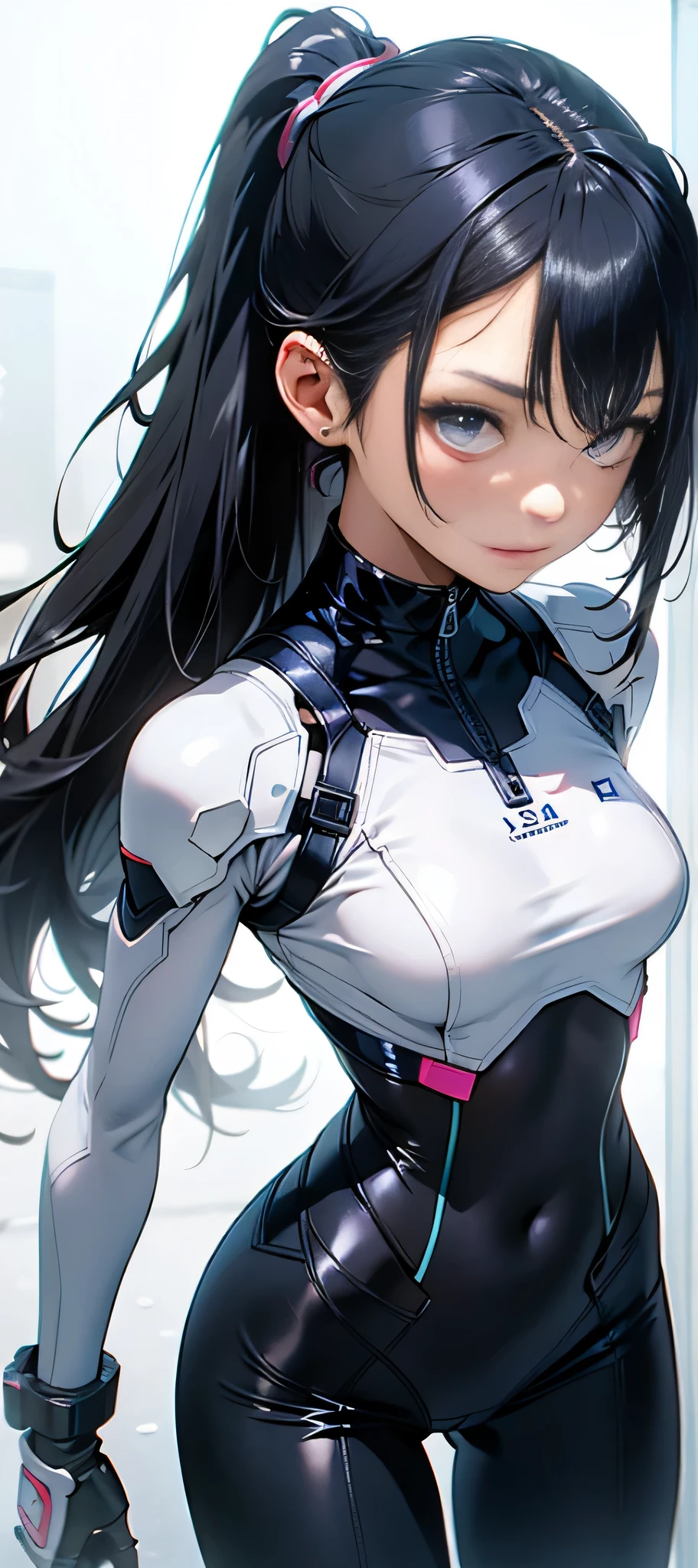 whole body,Standing posture, (alone,Animal Ears,) (One girl,Girl), (beautifully drawn face:1.2) (Plug Suit:1.3,) Expressionless,(White background)