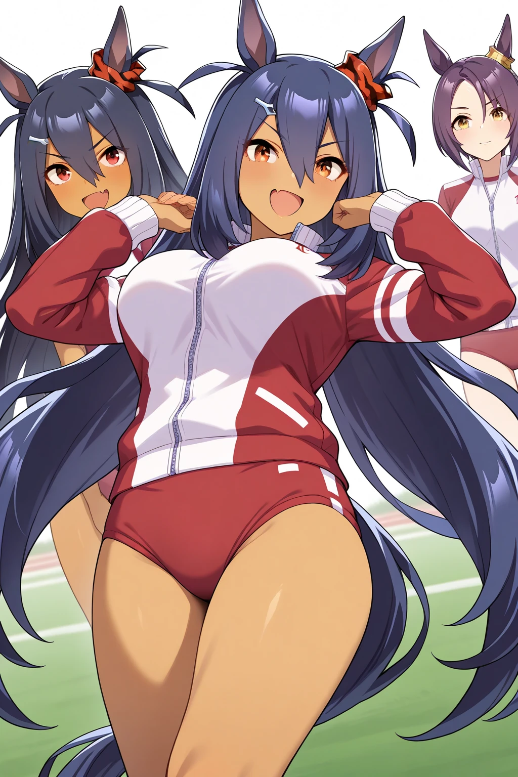masterpiece, best quality, highres, nessa, dark skin, very long hair, single hair bun ,blue eyes, <lora:nessa pokemon by Goofy Ai:0.9>, UACheerleader, U.A. CheerUniform, orange crop top, orange skirt, <lora:UACheerleader:1.0>, pov, (sex, clothed sex, vaginal), waist grab, (hands pov:1.1), (missionary, missionarygrab), <lora:waistGrab:0.4>, looking at viewer, blush, dressing room, locker room, <lora:add_detail:0.3>