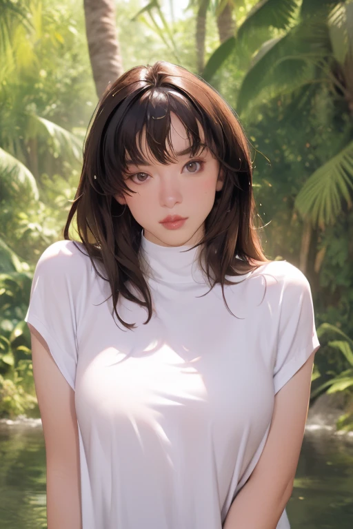 (realistic:1.4), best quality, ultra high res,
4k, instagram,
higly detailed,
(wearing white shirts:1.3),
full body shot,
VirtualGirl-Aim, medium breasts, straight hair, long hair, black hair, black eyes, crystal pendant,
<lora:virtualgirlAim_v20:0.5>