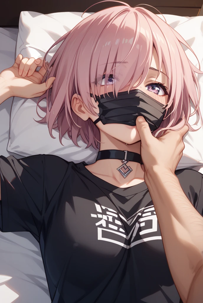 1boy, Male terrorist, modern terrorist, black clothes, black balaclava, sex, 1girl, pink hair girl