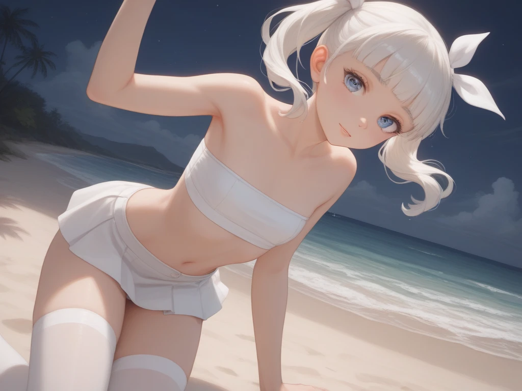 anime girl in a ビキニ on a pier by the ocean, realistic ビキニ, 服装: ビキニ, 3Dアニメの女の子, render of a cute 3Dアニメの女の子, 滑らかなアニメCGアート, ポーズ, , フルポーズ, Live2D バーチャル Youtuber モデル, 海で, 水着を着ている, 淫らなポーズ, ビーチでポーズをとる