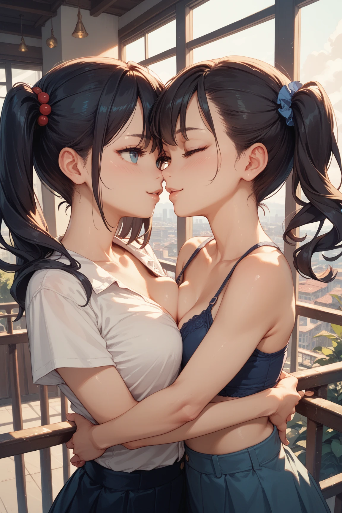 Your two headed massive fat wife conjoined to your fat Super sonico cosplayer daughter drunkenly sharing a kiss with each other fully clothed in a cosplay outfit and a very overfull bikini top on their two headed body. Her two distinct heads are clearly drunk and face to face with their lips touching as she accidentally kisses your daughter on the lips in front of you while you’re on a date with her at a busy bar. Your super sonico cosplayer daughter is clearly embarrassed by the kissing and doesn’t want to be conjoined to your absolutely beautiful wife on such a massively endowed two headed body but is too drunk to care as she returns the kiss to her second head.