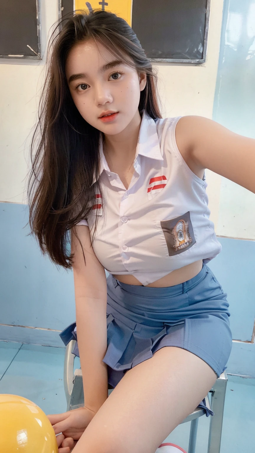 (View from below)、showing vagina, Browsing Caution:0.3、Female student in classroom、Trendy short hair、(RAW, Best quality, high resolution, masterpiece: 1.3), Beautiful young indonesian girl, naked, sex pose, showing vagina, open legs showing vagina, porn, dildo on vagina, sensual body, ((senior high school clothes)), orgasm, highres, 4k, HDR, 1girl, photorealistic, realistic, big breasts, short wavy hair, ((whole body)) turning away facial at viewer, closeup, class-room、Super Beauty、Perfect Style、Perfect balance、Detailed skin、((Delicate photo))，(Detailed RAW photos of girls), (Tabletop:1.25), (highest quality:1.6), (超A high resolution:1.5), (It is realistic.:1.75), 8K resolution, Canon EOS R5, 50mm, Absurd, Very detailed,Cinema Lighting、((Spread your legs))、(Crotch stain on panties)
